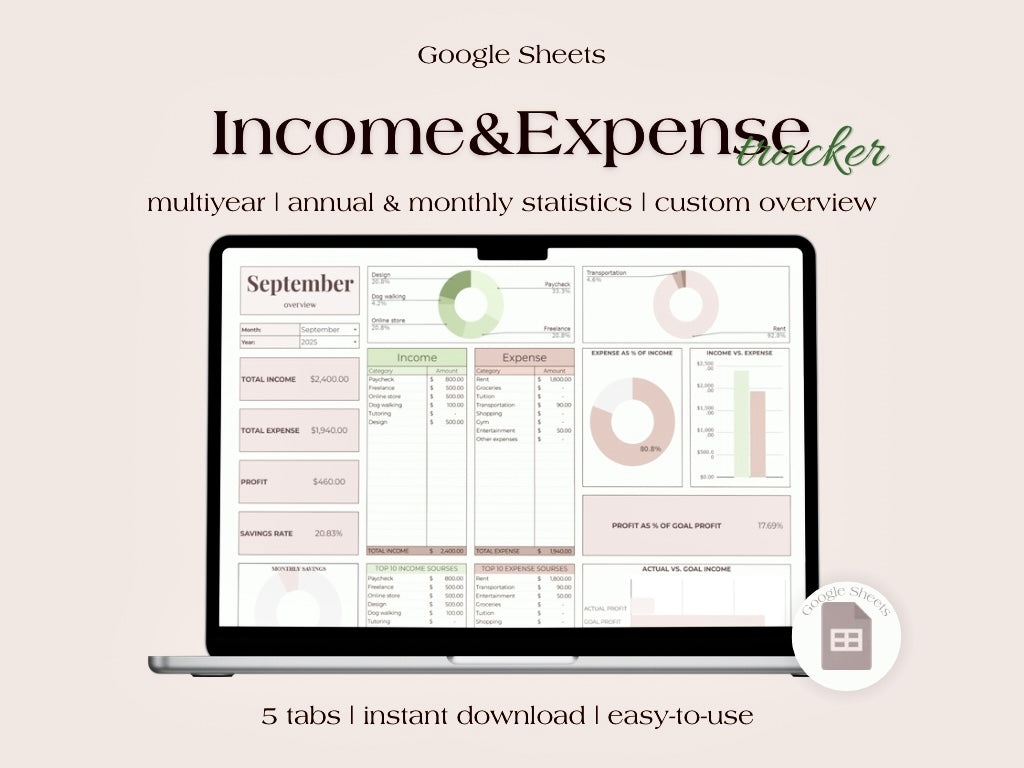 Income and Expense Tracker | Google Sheets